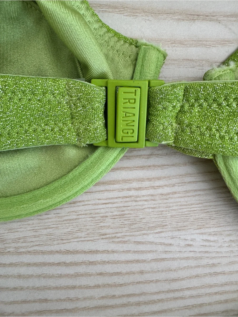 Triangl Mala Lime Green Shimmer Bikini Set with Neoprene Pouch